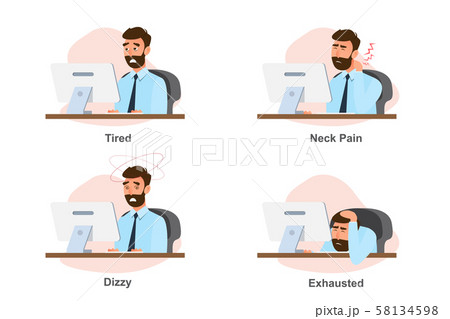 Office syndrome, business man illness from hard Office syndrome, business man illness from hard 58134598