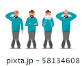Set of sick people feeling unwell, having cold, 58134608