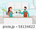 Husband and wife cooking together. Man and woman 58134622