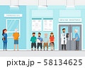 patient sit and wait in front of room at hospital 58134625