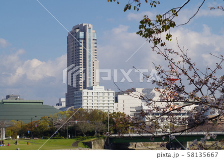 広島市の川沿いから眺めた高層ビル 広島市の川沿いから眺めた高層ビル 58135667