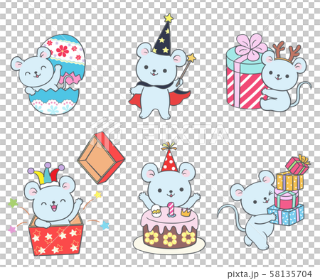 Various movements made by little mice at fun festivals - Easter, Halloween, Christmas, birthday, April Fools' Day Various movements made by little mice at fun festivals - Easter, Halloween, Christmas, birthday, April Fools' Day 58135704