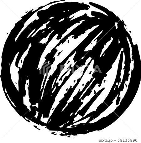 円 和風 フレーム ラフ 手描き 素材 装飾 イラスト 塗りつぶし  58135890