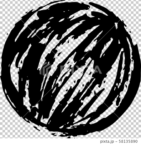 円 和風 フレーム ラフ 手描き 素材 装飾 イラスト 塗りつぶし  58135890