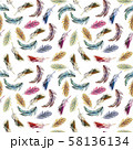 Seamless pattern of colored feathers watercolor 58136134