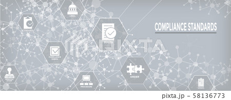 In compliance web banner - icon set that shows a 58136773