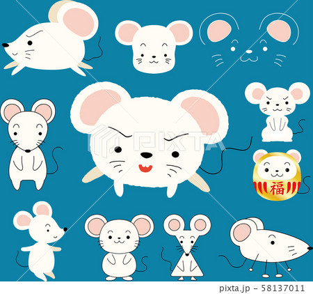 ねずみ かわいい キャラクター マスコット 年賀状 十二支 素材 イラストのイラスト素材