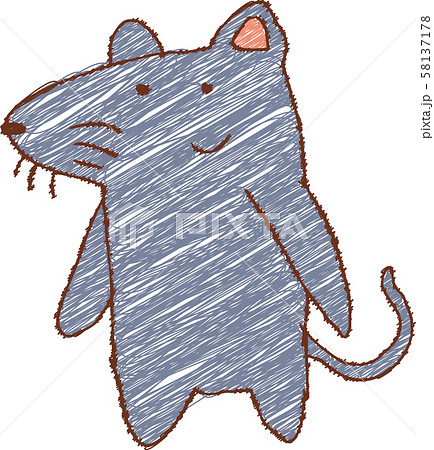 ねずみ かわいい キャラクター 子供の落書き マスコット 年賀状 十二支 素材 イラストのイラスト素材