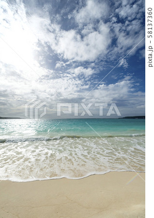 ニューカレドニア  ロイヤルティ諸島　リフー島　シャンパーニュビーチのサンセット 58137360