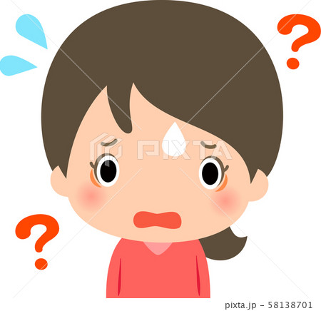 混乱して呆れた様子の若い女性 のイラスト素材