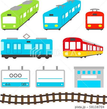 かわいい電車のイラストセットのイラスト素材