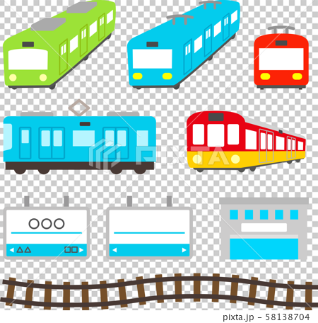 Cute Train Illustration Set Stock Illustration