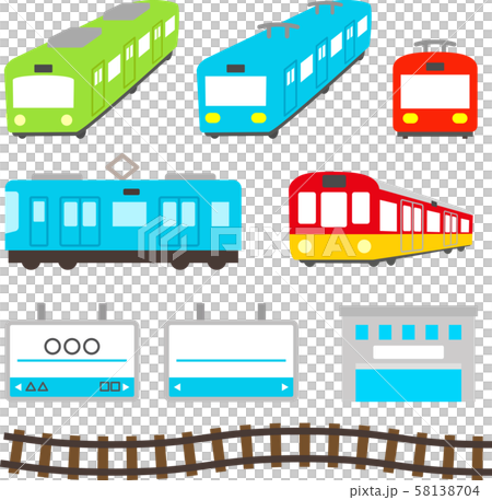 かわいい電車のイラストセットのイラスト素材 58138704 Pixta