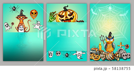 Beautiful halloween backgrown set object draw with watercolor for your work template about halloween day on green backgrown. Beautiful halloween backgrown set object draw with watercolor for your work template about halloween day on green backgrown. 58138755