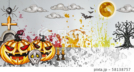 Beautiful halloween backgrown draw with watercolor for your work design about halloween day. 58138757