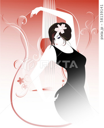 フラメンコダンス、ギター、ダンス、女性 フラメンコダンス、ギター、ダンス、女性 58139141