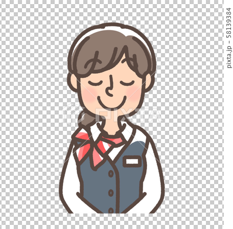 従業員 女性 おじぎ スカーフあり 受付 窓口 携帯ショップなどのイラスト素材