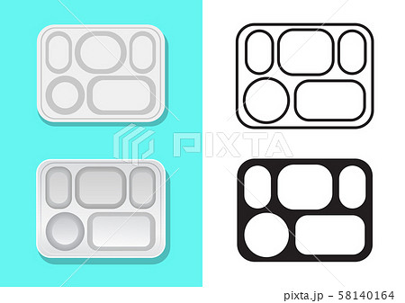 Aluminium food tray with five holes, vector Aluminium food tray with five holes, vector 58140164