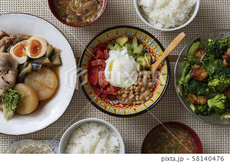 豚肉と大根の煮物と、アボカドトマト納豆の食卓 豚肉と大根の煮物と、アボカドトマト納豆の食卓 58140476