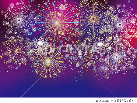 花火　打ち上げ花火　お祭り　夏　冬　イベント　行事　年中行事　スターマイン　開会式　閉会式 58141537