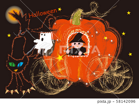 ハロウィンかぼちゃの馬車のイラスト素材