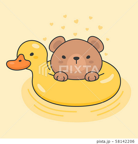 Cartoon teddy bear swimming on pool ring donut vector image on