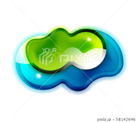 Abstract glossy shiny shape. Liquid glass splash design with sample text. Promotion web box, clean Abstract glossy shiny shape. Liquid glass splash design with sample text. Promotion web box, clean 58142646