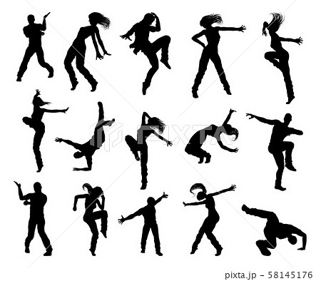 Street Dance Dancer Silhouettesのイラスト素材