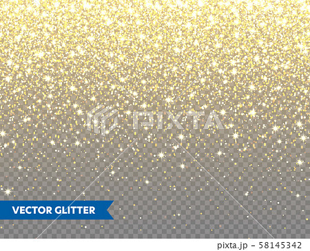 Sparkling Golden Glitter on Transparent Vector Background. Falling Shiny Confetti with Gold Shards 58145342