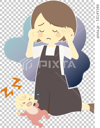 Crying baby and troubled mother Crying baby and troubled mother 58145566