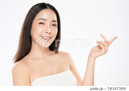 Beautiful Young Asian Woman with Clean Fresh Skin, 58147369
