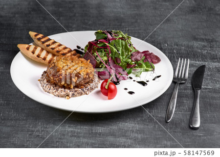 Pozharsky cutlets with vegetables. fried cutlets 58147569