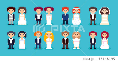 Pixel Art Wedding Pixel Art Wedding Couple Characters Royalty Free