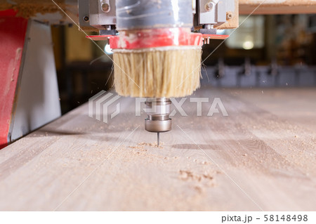 wood, metal, production concept - the cutting instrument, focus at the cutting process 58148498
