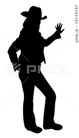 Cowgirl farmer girl with hat leaning against a white background 58148587