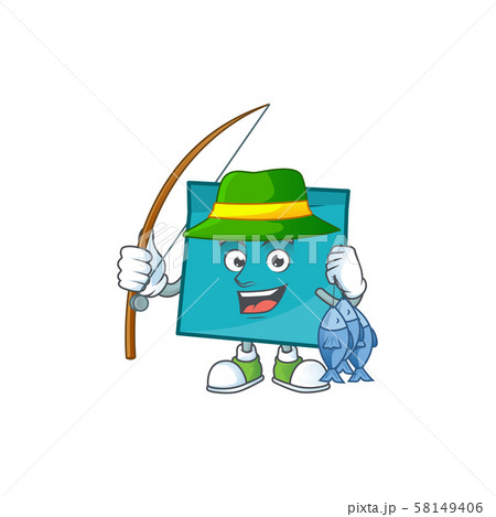 Fishing blue rectangle sticker paper on white background. 58149406