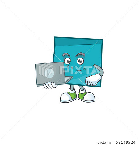 With laptop rectangle sticker paper cartoon for work. With laptop rectangle sticker paper cartoon for work. 58149524