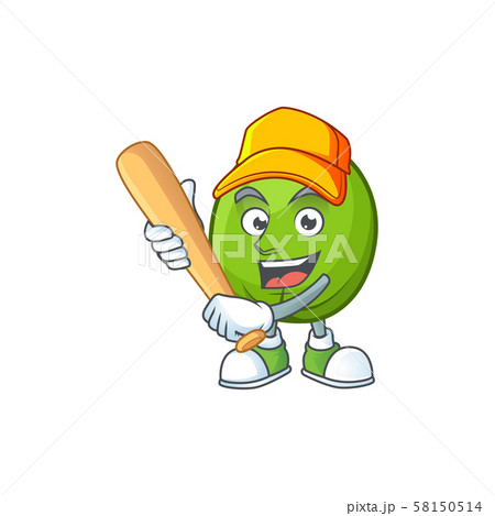 Playing baseball casimiroa fruit cartoon for organic herb 58150514