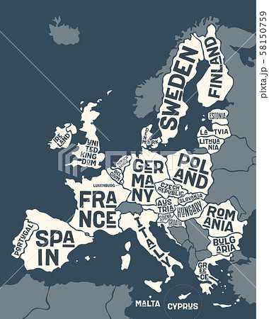 European Union Europe Poster Map Of The のイラスト素材