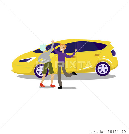 Successful deal, man buy new car vector Successful deal, man buy new car vector 58151190