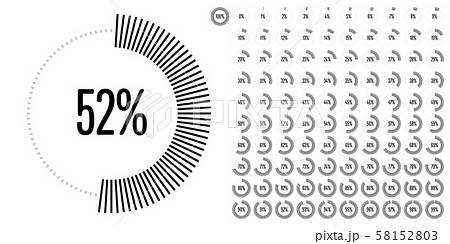 Set of circle percentage diagrams from 0 to 100 58152803