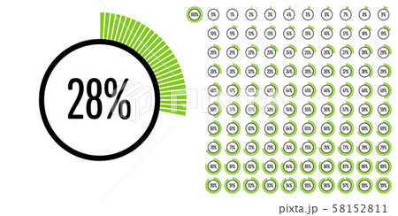 Set of circle percentage diagrams from 0 to 100 58152811