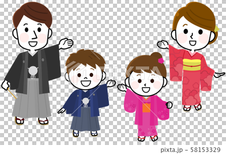 着物 家族 紹介 正月 イラスト01 着物 家族 紹介 正月 イラスト01 58153329