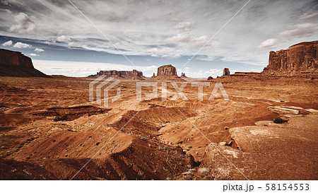 Retro stylized picture of Monument Valley arid 58154553
