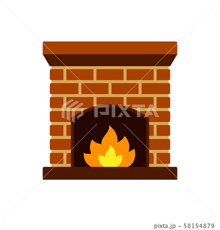 Fireplace Fire Christmas Single Color Vector Iconのイラスト素材