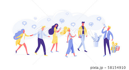 Referring friends in social media flat vector illustration 58154910