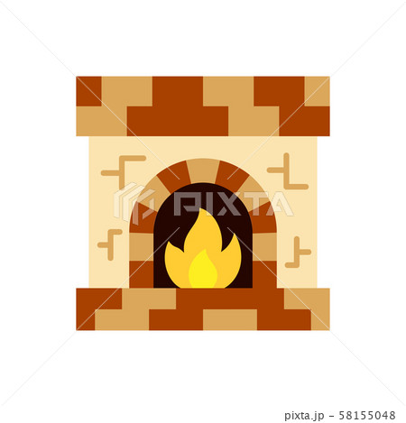 Fireplace Fire Christmas Single Color Vector Iconのイラスト素材