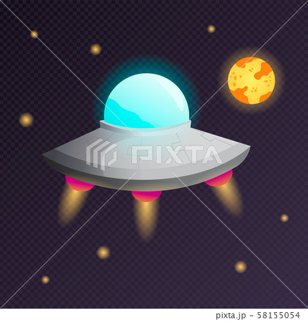 Alien spaceship, spacecrafts and ufo vector 58155054