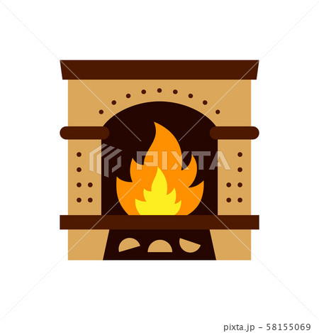 Fireplace fire christmas single color vector icon Fireplace fire christmas single color vector icon 58155069