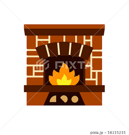 Fireplace fire christmas single color vector icon Fireplace fire christmas single color vector icon 58155235